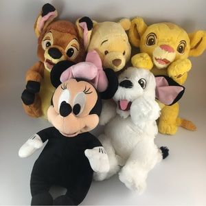 Disney Babies Bundle of 5, Simba, Minnie, Bambi, Pooh, Lucky